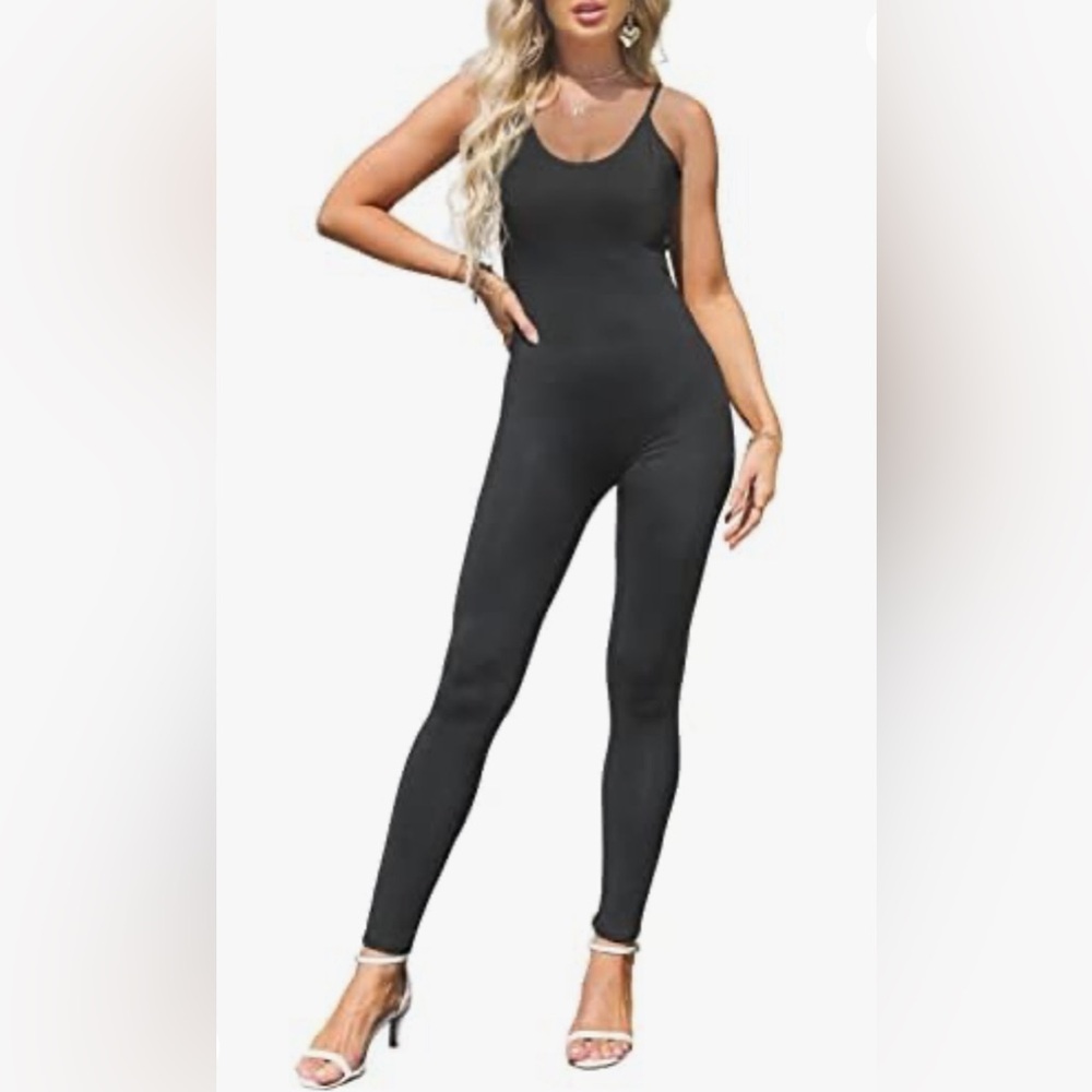 🎯NWT Amiliashp Spaghetti Strap Bodycon Playsuit Jumpsuit Black Size Large